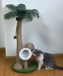 coconut tree cat scratching post with ball toy