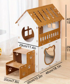 villa style cat scratcher cardboard house plaid pattern