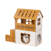 villa style cat scratcher cardboard house plaid pattern