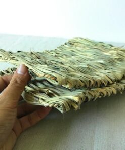 3 pack natural wood rabbit bunny mat toy bed for small animals like guinea pig and parrot durable and cozy straw mat set