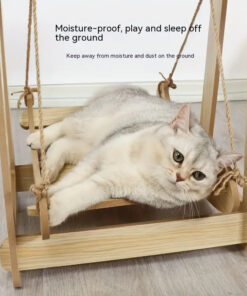 wooden rocking bed cat furniture double layer cat hammock