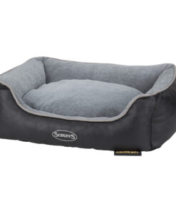 chateau memory foam orthopaedic box dog bed (dove, latte) by scruffs
