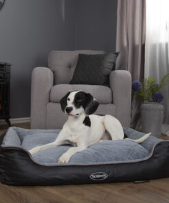 chateau memory foam orthopaedic box dog bed (dove, latte) by scruffs