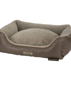 chateau memory foam orthopaedic box dog bed (dove, latte) by scruffs