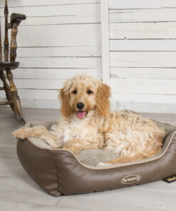 chateau memory foam orthopaedic box dog bed (dove, latte) by scruffs