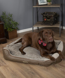 chateau memory foam orthopaedic box dog bed (dove, latte) by scruffs