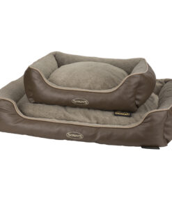 chateau memory foam orthopaedic box dog bed (dove, latte) by scruffs
