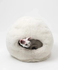 nest natural sheepskin pet bed white