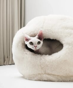 nest natural sheepskin pet bed white