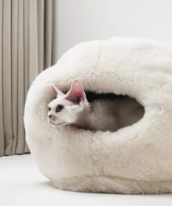 nest natural sheepskin pet bed white