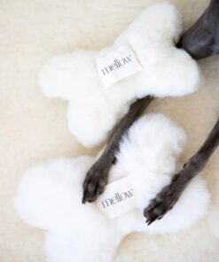 natural woolen dog toy bone white