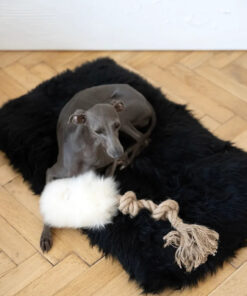 natural sheepskin dog tug toy white