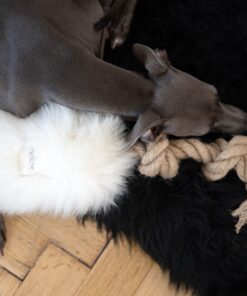 natural sheepskin dog tug toy white