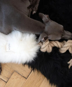 natural sheepskin dog tug toy white