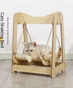 wooden rocking bed cat furniture double layer cat hammock