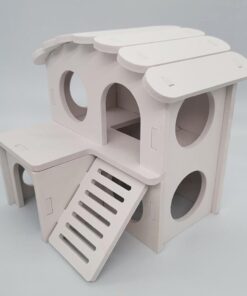 colorful double storey hamster sleeping nest: a stylish wooden villa toy for small pets