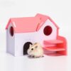 colorful double storey hamster sleeping nest: a stylish wooden villa toy for small pets