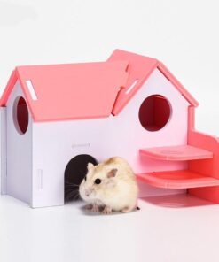 colorful double storey hamster sleeping nest: a stylish wooden villa toy for small pets