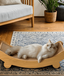 space saving wooden cat scratcher tower for cats