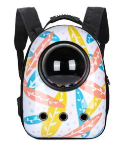 malý zvierací batoh na nosenie, biely s listovým vzorom