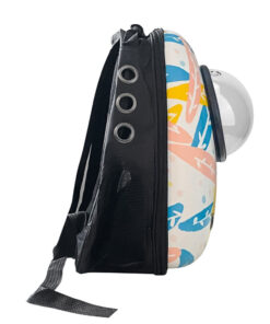 malý zvierací batoh na nosenie, biely s listovým vzorom