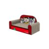one family red small sofa cat scratching board